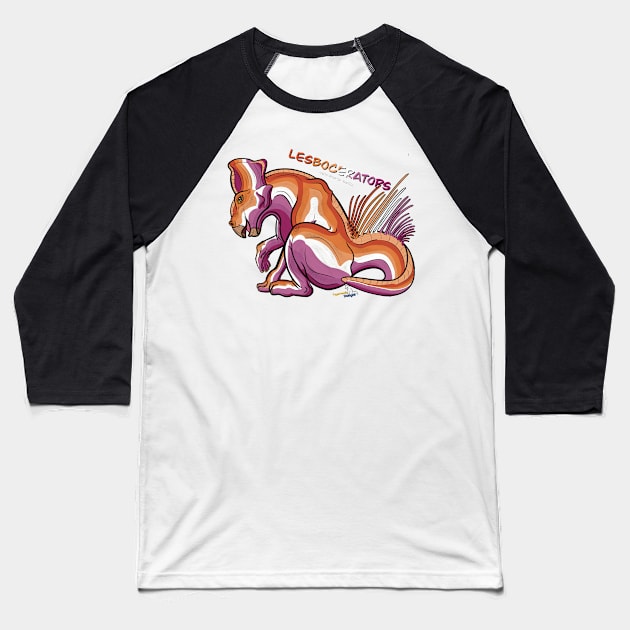 Lesboceratops - Text Baseball T-Shirt by tygerwolfe